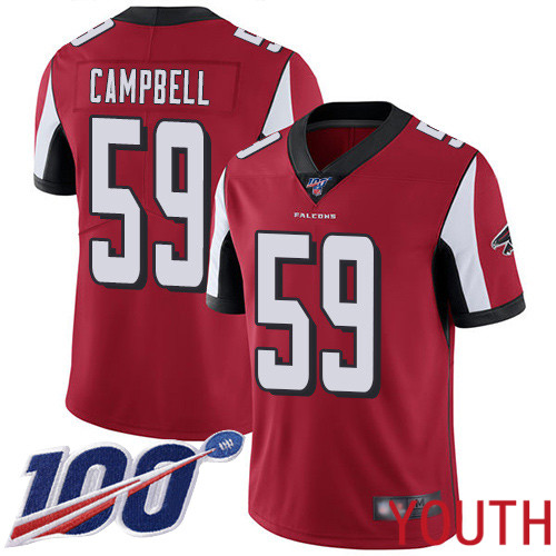 Atlanta Falcons Limited Red Youth De Vondre Campbell Home Jersey NFL Football 59 100th Season Vapor Untouchable